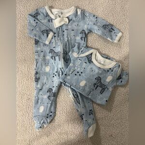 The Peanutshell Adorable Blue Animal Print Kids Footie and Onesie